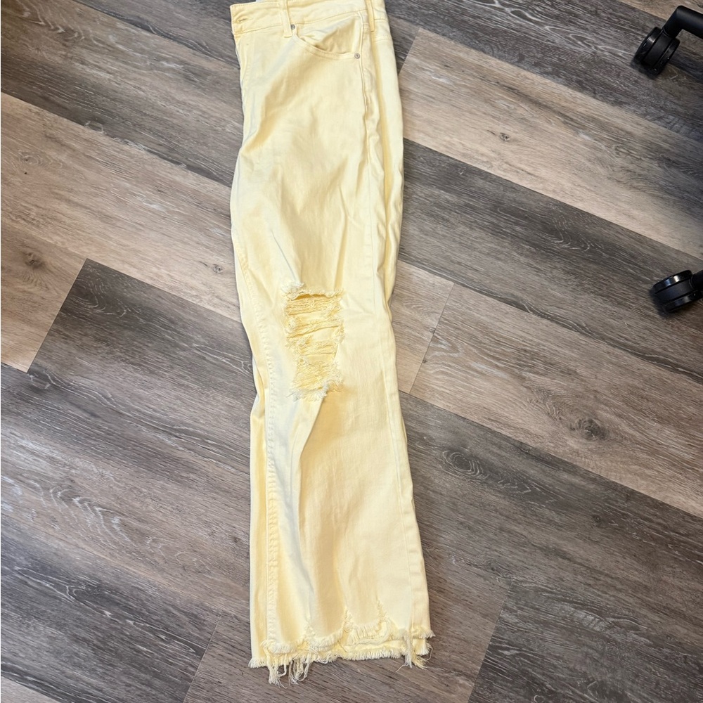 Yellow Distressed Women's Jeans